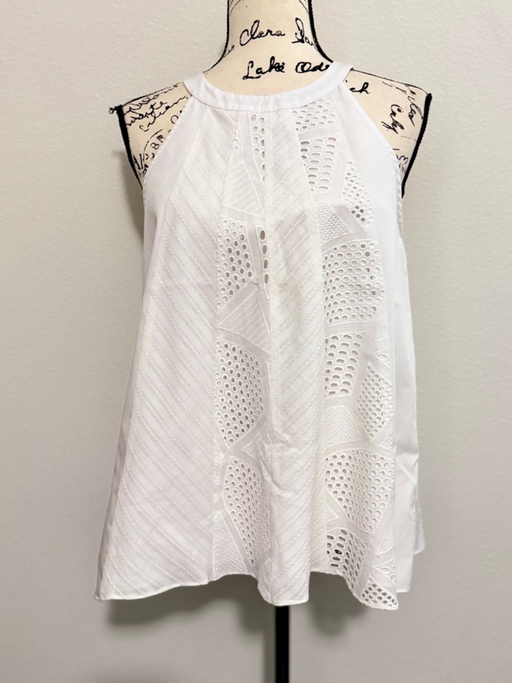 Amanda Uprichard Halter Camisole Nantucket Eyelet Sz M White Summer Quiet Luxury - Picture 10 of 16